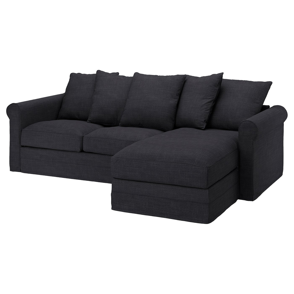 IKEA GRÖNLID  (ИКЕА ГРЁНЛИД)  -  Чехол на диван 3-местный с шезлонгом - Хилларед антрацит