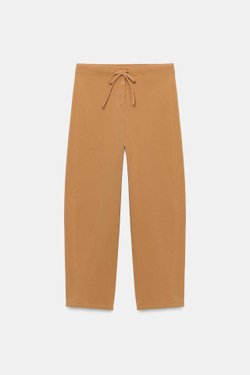 ZARA БРЮКИ КАПРИ ИЗ ИНТЕРЛОКА, МЯГКИЙ КАШТАНОВЫЙ