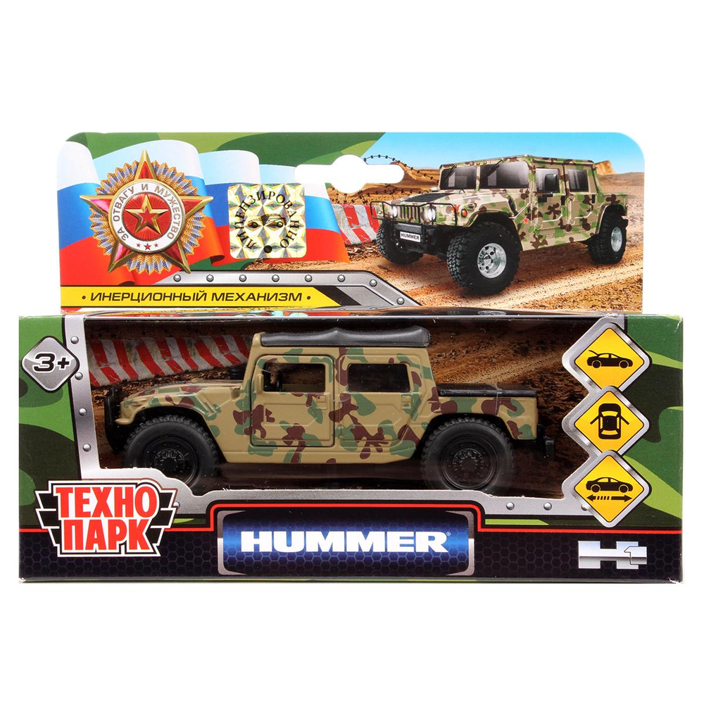 Модель ин. мет. "Hummer H-1 пикап" 12см. двери, багаж. SB-18-09-H1-M(GY)-WB (Технопарк)