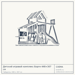 Схема с габаритами: Детский игровой комплекс Борге 448×307 см