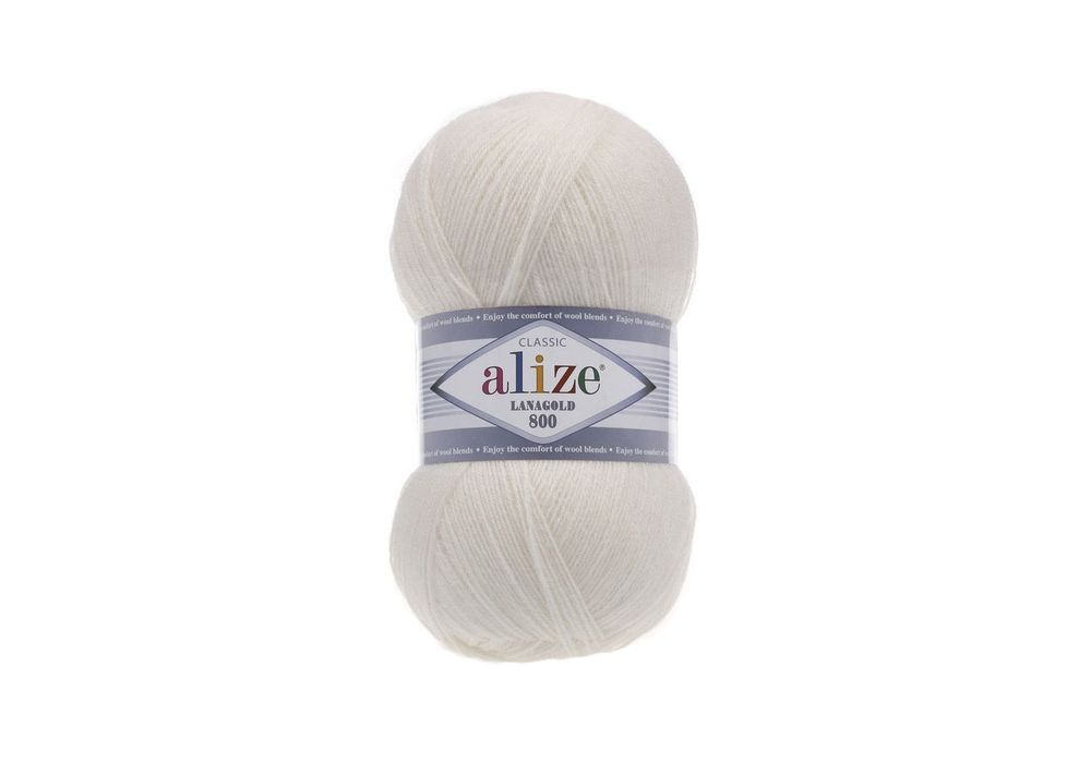 ALIZE "LANAGOLD 800", 49% шерсть, 51% акрил, 100 гр, 800 м, 450 жемчужный
