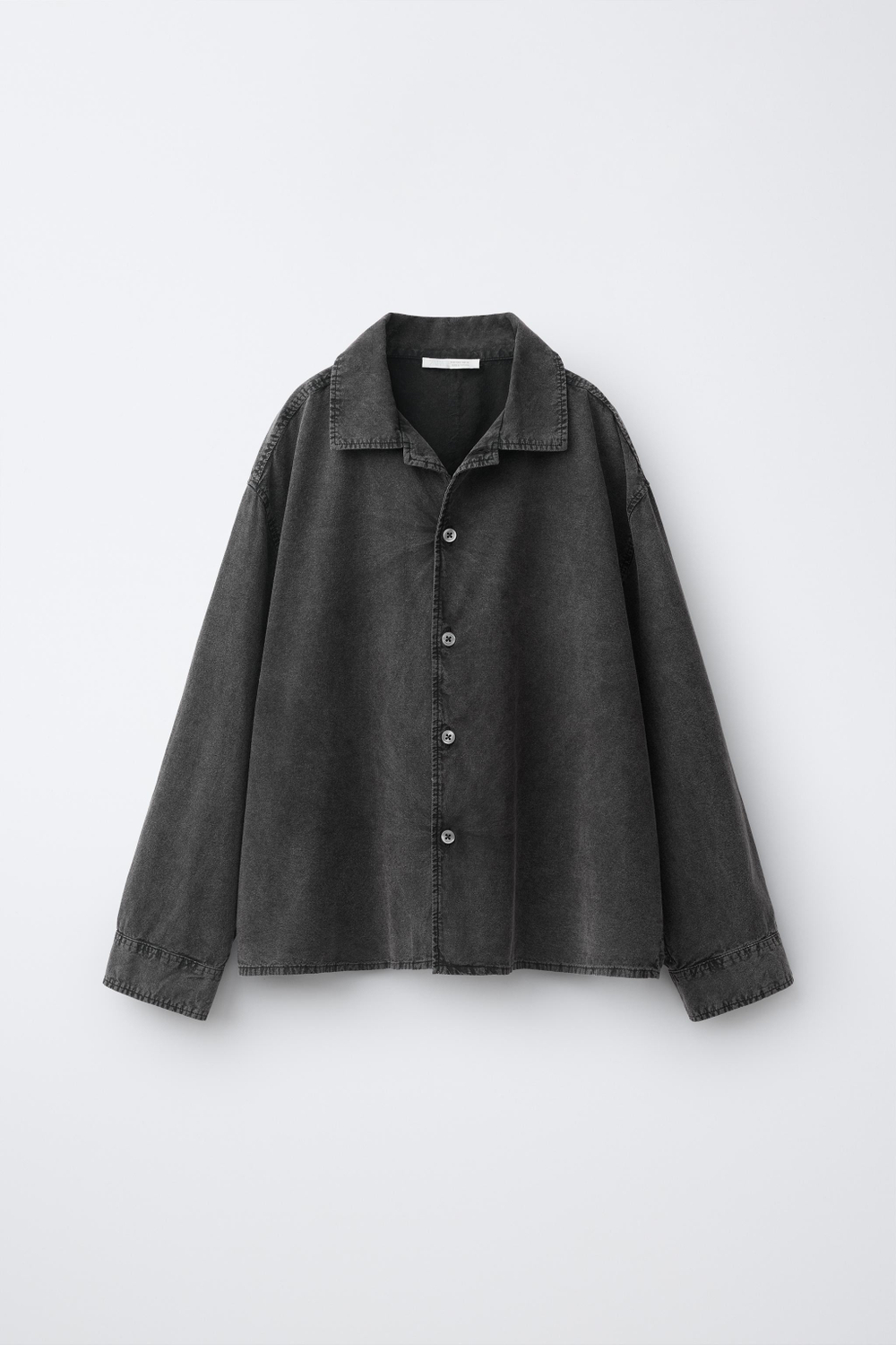 ZARA РУБАШКА С ЭФФЕКТОМ ПОТЕРТОСТИ, СЕРЫЙ