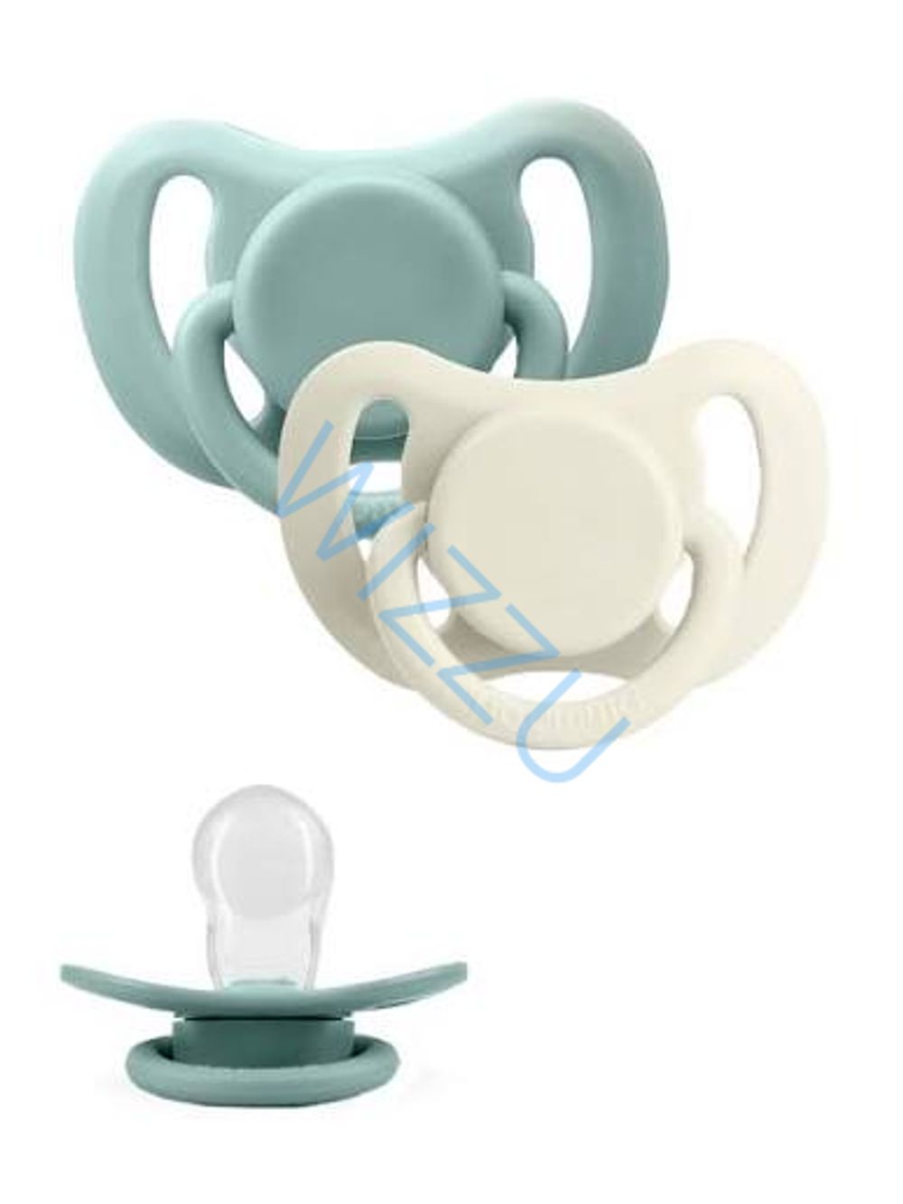 Paomma Набор силиконовыхпустышек 6-18 мес, 2 шт в контейнере Baby blue/Milk mint