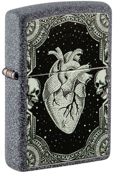 Цена наЗажигалка ZIPPO Heart Design с покрытием Iron Stone, латунь/сталь, серая