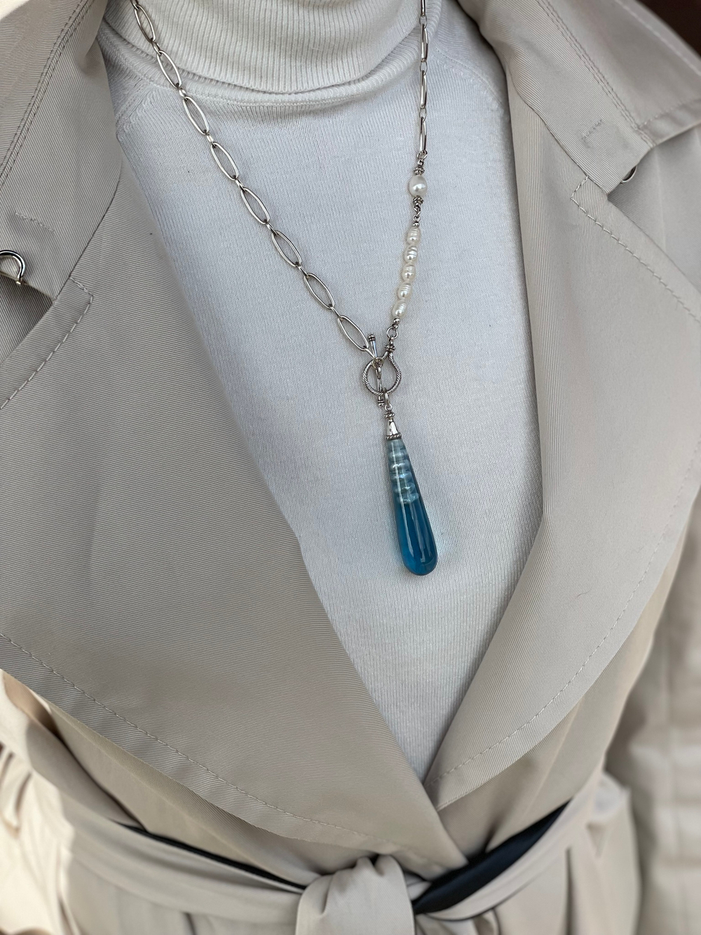 Колье Nature Bijoux, Pearl, с жемчугом и смолой, NB22.2-15-42251 (голубой)