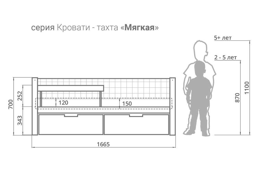 Детская кровать-тахта мягкая Бельмарко Svogen лаванда-белый