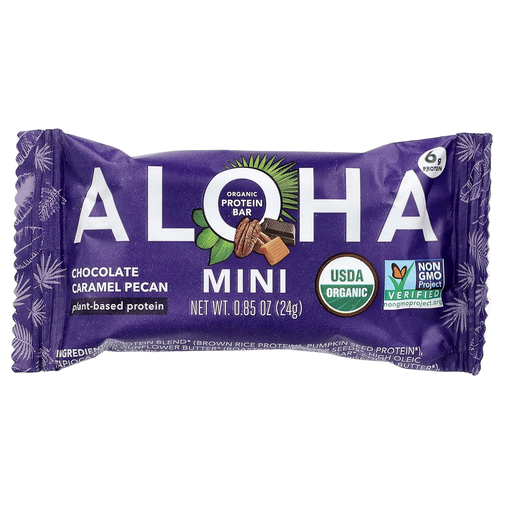 Aloha, Organic Protein Mini Bars, Chocolate Caramel Pecan, 20 Bars, 0.85 oz (24 g) Each
