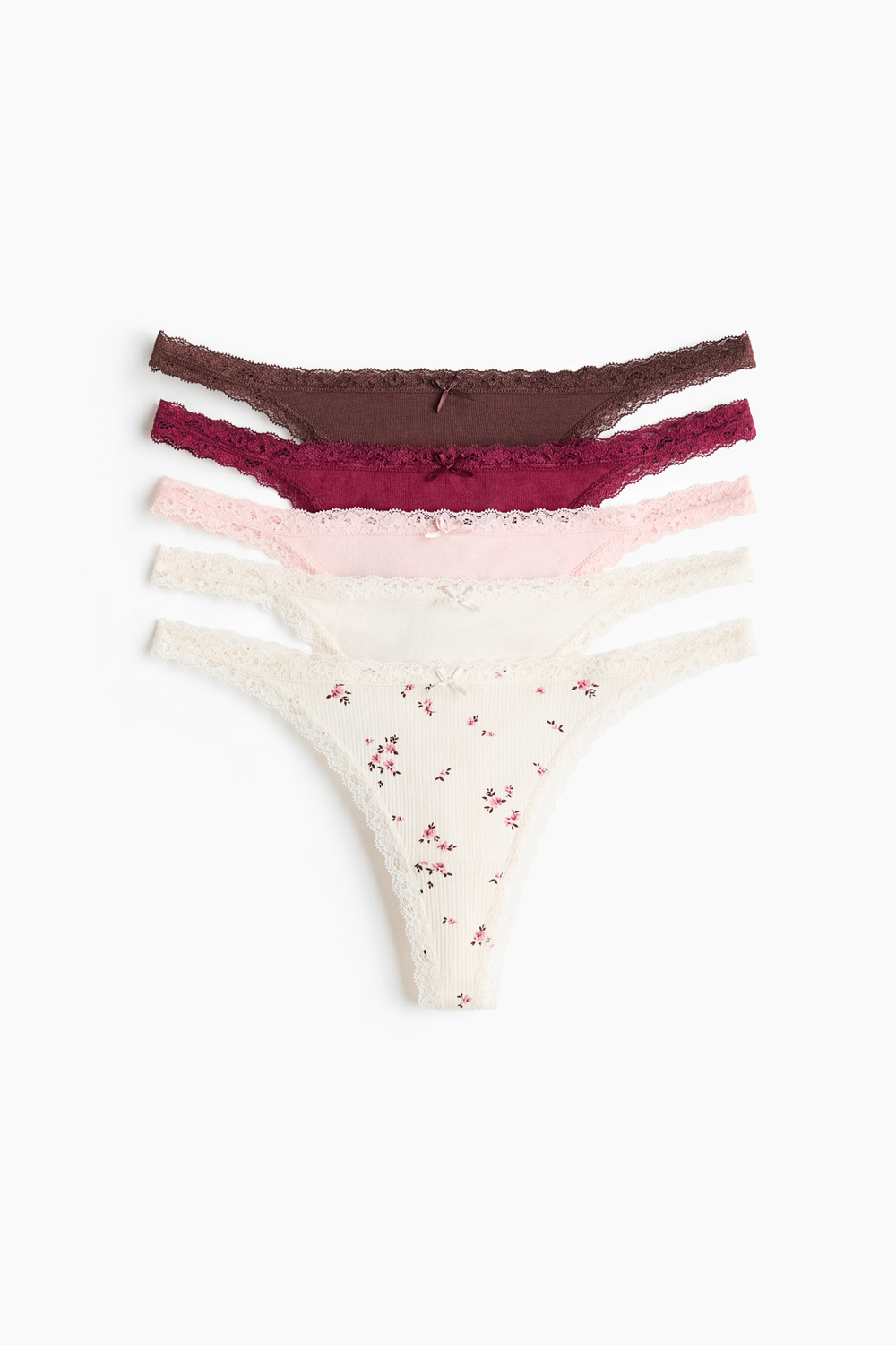 Хлопковые трусы-стринги, 5 шт. — низкая посадка - H&M