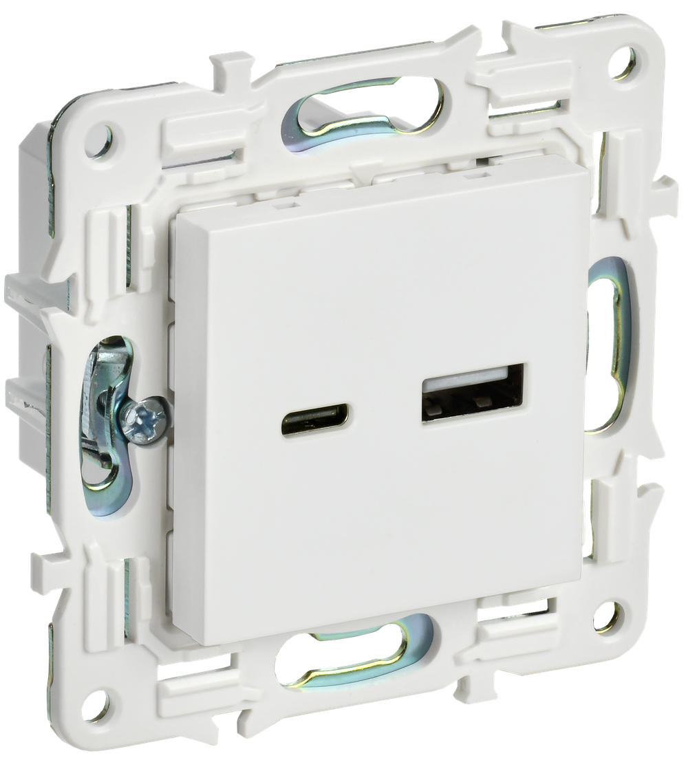 SKANDY Розетка USB A+C 18Вт SK-R13W арктический белый IEK
