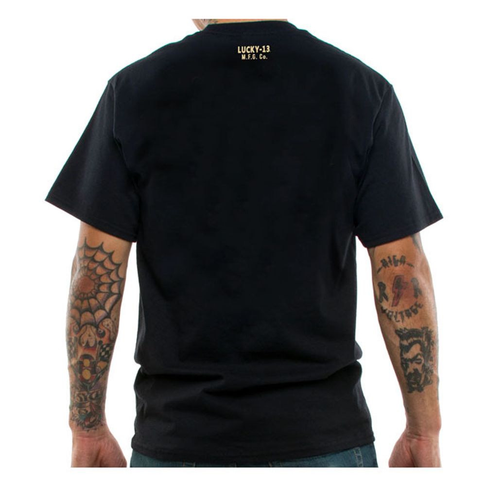 LUCKY13 PIRATE SKULL T-SHIRT BLACK