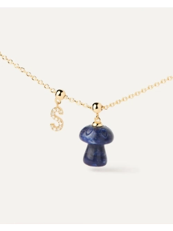 Подвеска-шарм Mushroom Sodalite серебро 925 пробы покрытое золотом