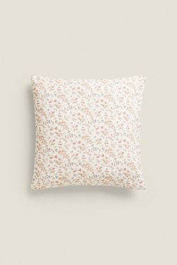 ZARA HOME ХЛОПКОВЫЙ ЧЕХОЛ ДЛЯ ДЕКОРАТИВНОЙ ПОДУШКИ С ЦВЕТОЧНЫМ УЗОРОМ, ЭКРЮ
