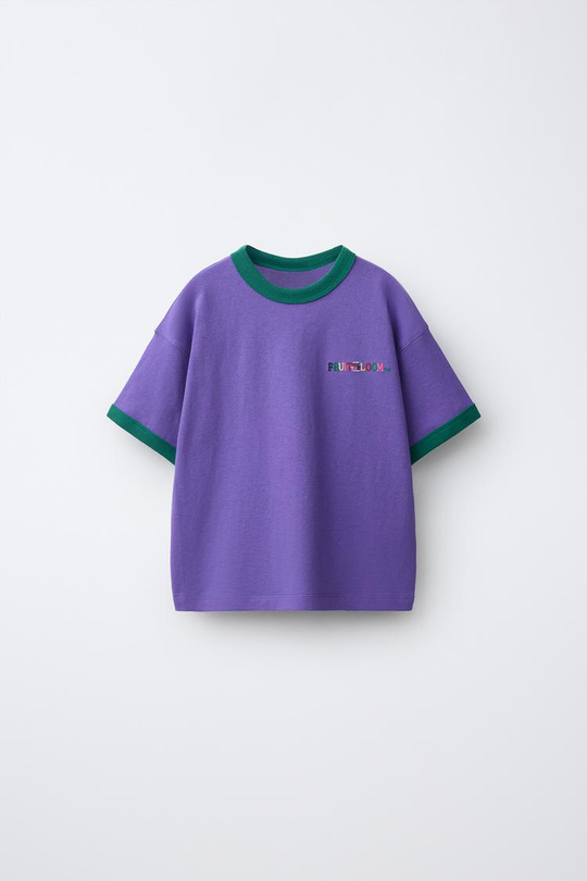 ZARA - FRUIT OF THE LOOM™ ФУТБОЛКА С ВЫШИВКОЙ, ФИОЛЕТОВЫЙ