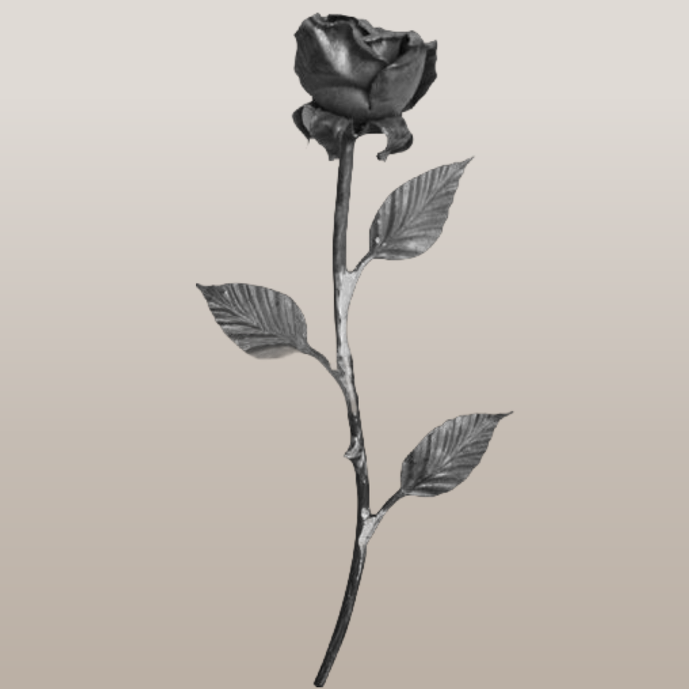 Кованый элемент "Роза" р-р: 350x140 мм,средняя, вес 0,365 кг.