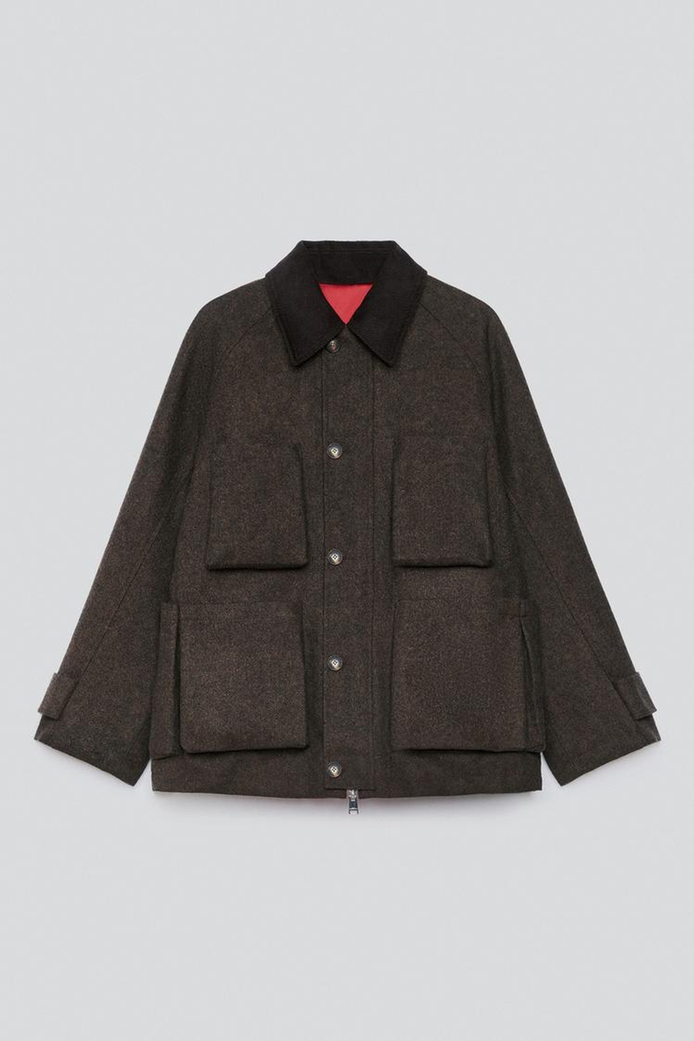 ZARA X BAISI GUADAGNINO ДВУСТОРОННЯЯ КУРТКА, КОРИЧНЕВЫЙ МЕЛАНЖ