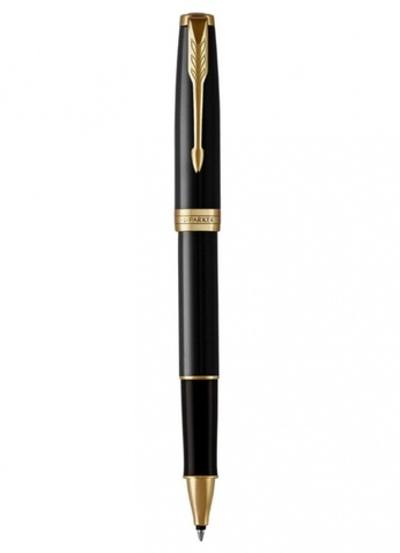 Ручка-роллер Parker Sonnet Black Lacquer GT 1931496, стержень: F, цвет чернил: black, в подарочной упаковке