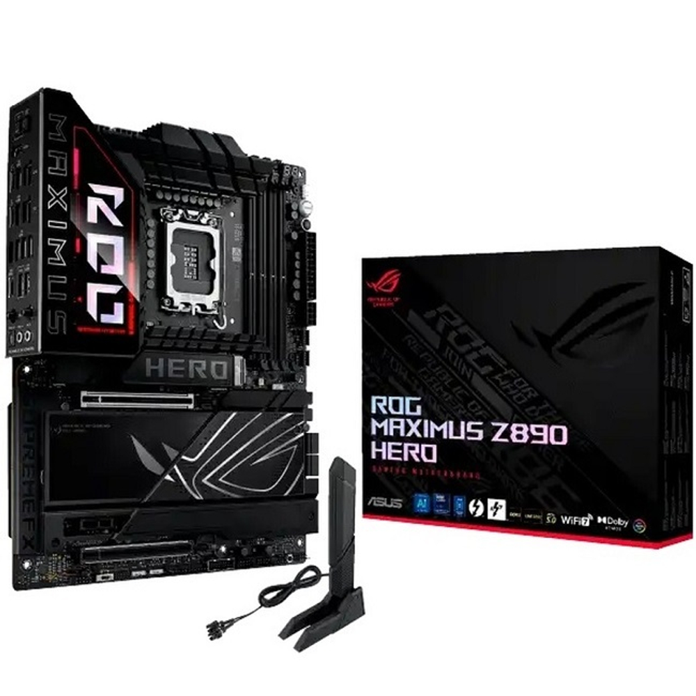 Материнская плата ASUS ROG MAXIMUS Z890 HERO (LGA1851/Z890/4xDDR5/2xPCI-Ex16/2xPCI-Ex1/6xM.2/Wi-Fi/BT/GLAN/HDMI/DP/ATX)