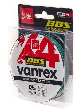 Леска плетёная Lucky John Vanrex BBS х4 BRAID Moss Green 125 м, 0,32 мм