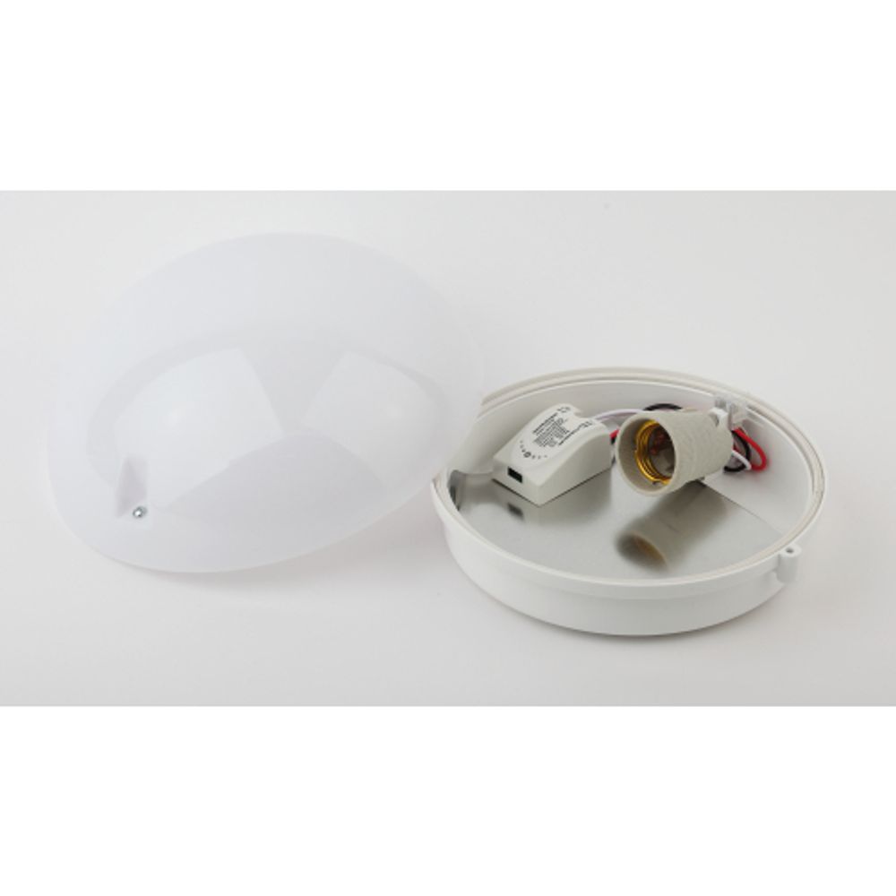 Светильник ЭРА НБП 06-60-102 с фото-шумовым датчиком Сириус IP54 E27 max 60Вт D220 круглый белый акустический | Светильники ЖКХ IP54