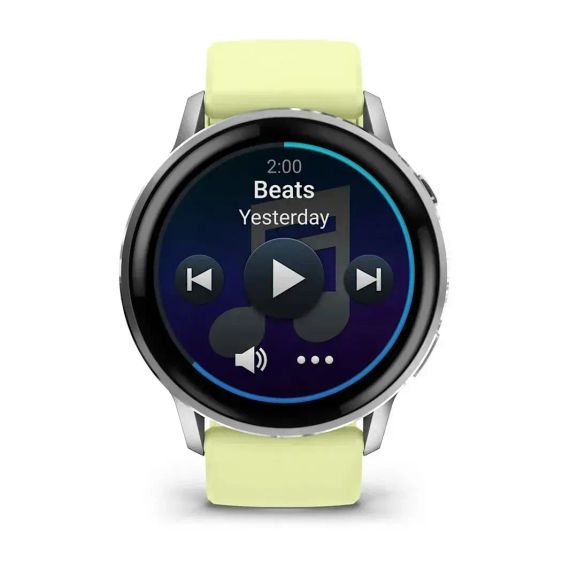 Garmin Venu 4 45 мм серебристые смарт-часы с цитроновым силиконовым ремешком