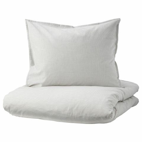 Комплект постельного белья IKEA BERGPALM (БЕРГПАЛМ), Односпальный, Серый, 150x200, 50x80 см