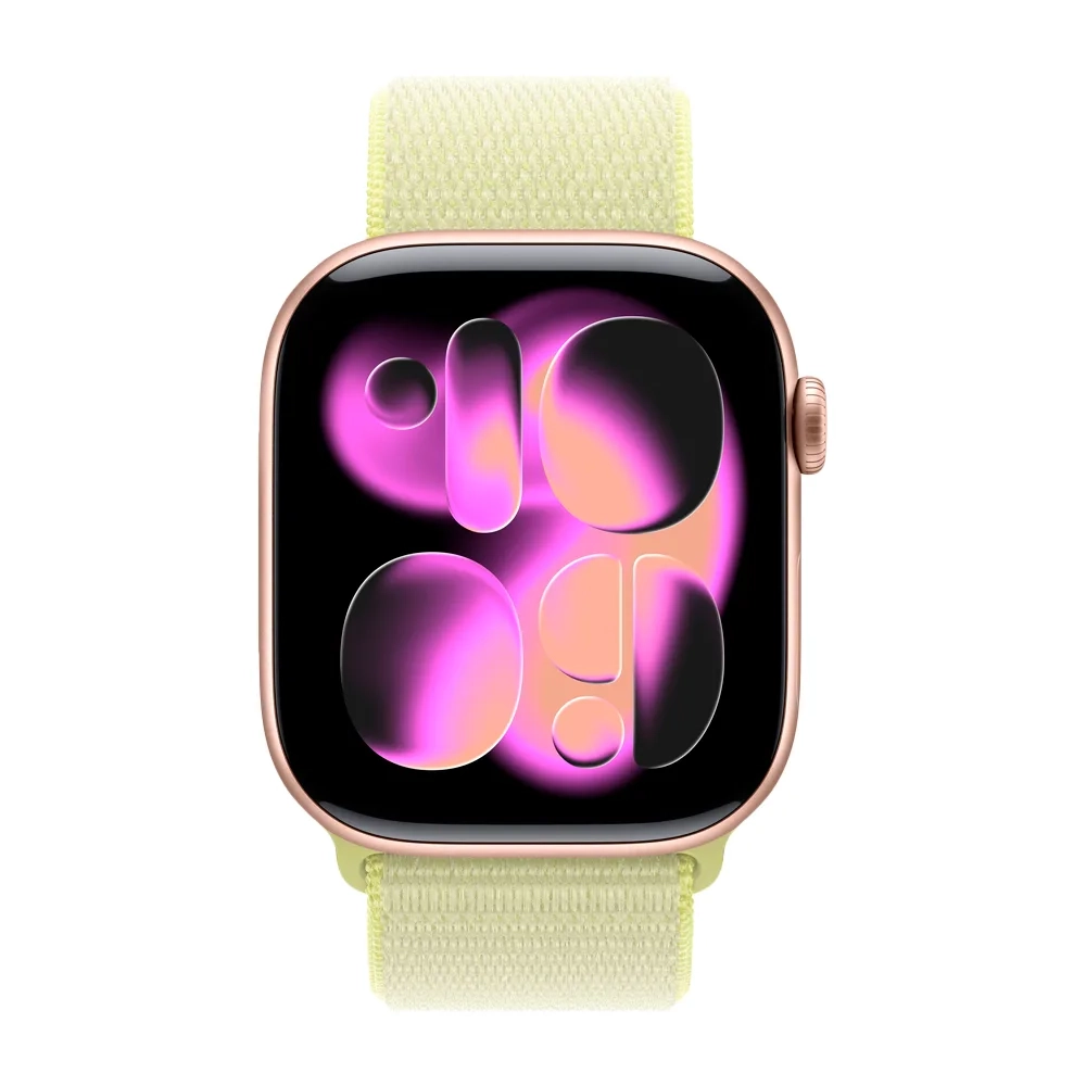 Умные часы Apple Watch Series 11 GPS, 46mm, Rose Gold Aluminium Case with Neon Yellow Sport Loop
