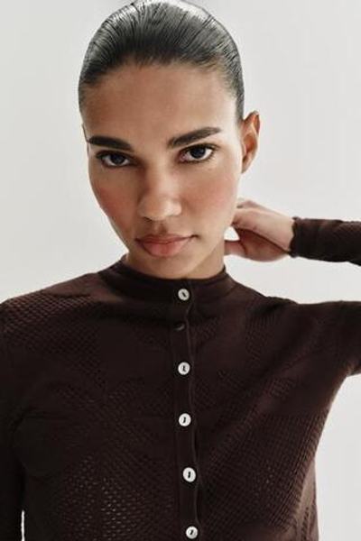 Жаккардовый вязаный кардиган - ZARA