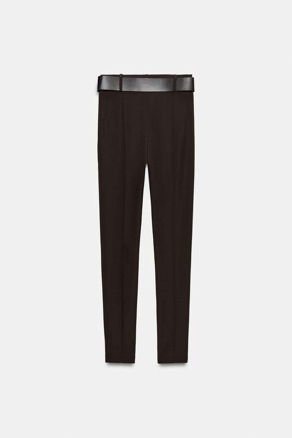 ZARA ЛЕГИНСЫ С ПОЯСОМ, КОРИЧНЕВЫЙ