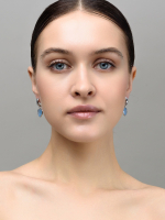 Серьги  silver с голубым агатом