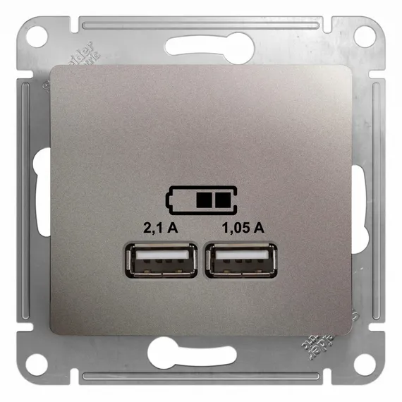 Розетка с USB A+A Systeme Electric Glossa Платина GSL001233