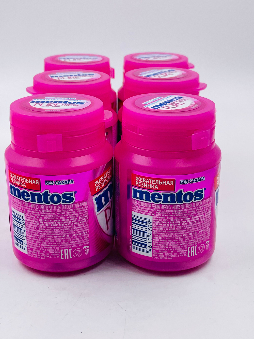 Mentos набор жевательных резинок без сахара Pure fresh Тутти-Фрутти, 6 шт. по 54 г
