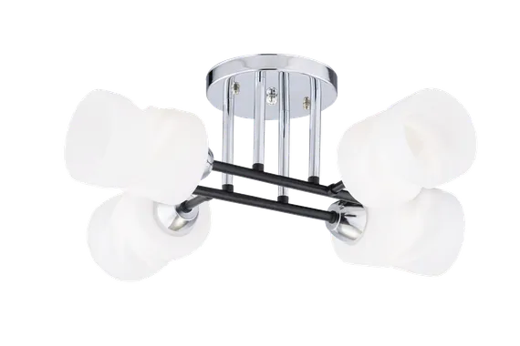 Люстра потолочная Rilon 06691/4 CHROME+BLACK, 4×40 Вт, хромированная и чёрная