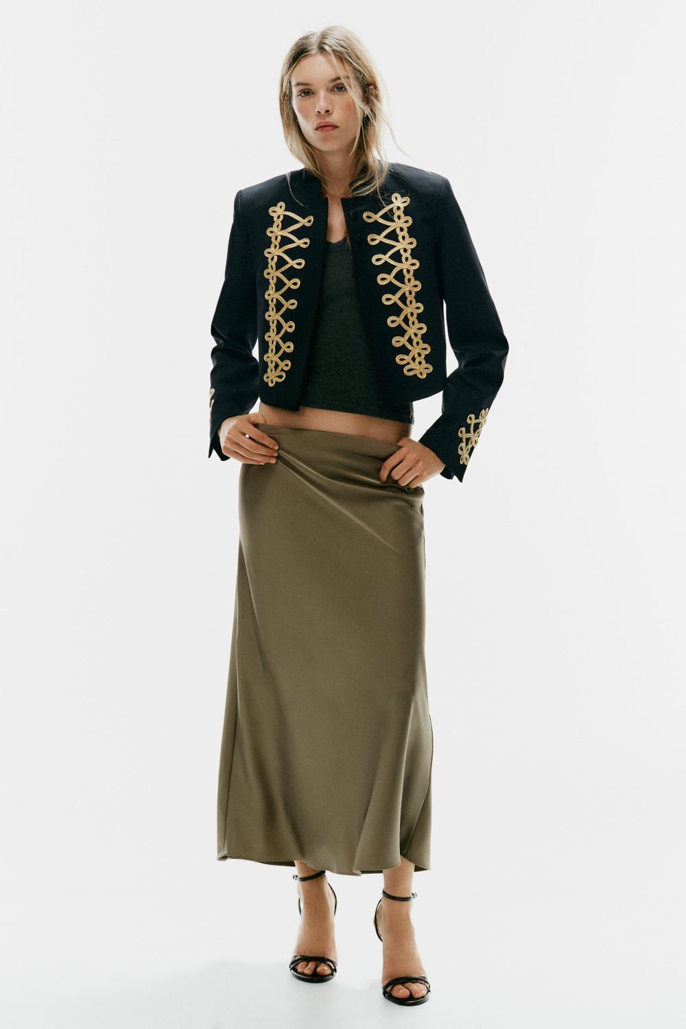 АТЛАСНАЯ ЮБКА МИДИ В ГОРОШЕК — ZARA