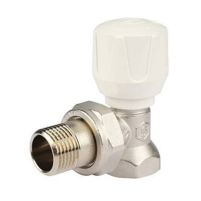 Вентиль ручной регулировки угловой STOUT - 1/2" (ВР/НР-американка, PN10, Tmax 120°C, шток металл по металлу)