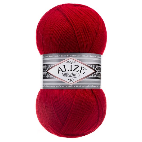 Пряжа Alize (Ализе) Superlana TIG / уп.5 мот. по 100 г, 570м, 56 красный