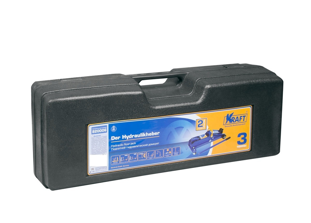 Домкрат подкатной (3т) Kraft 192-535 мм в кейсе для Джипов
