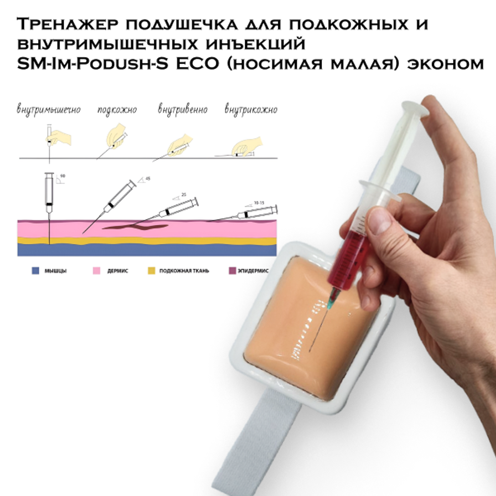 Тренажер подушечка для подкожных и внутримышечных инъекций SM-Im-Podush-S ECO (носимая малая) эконом