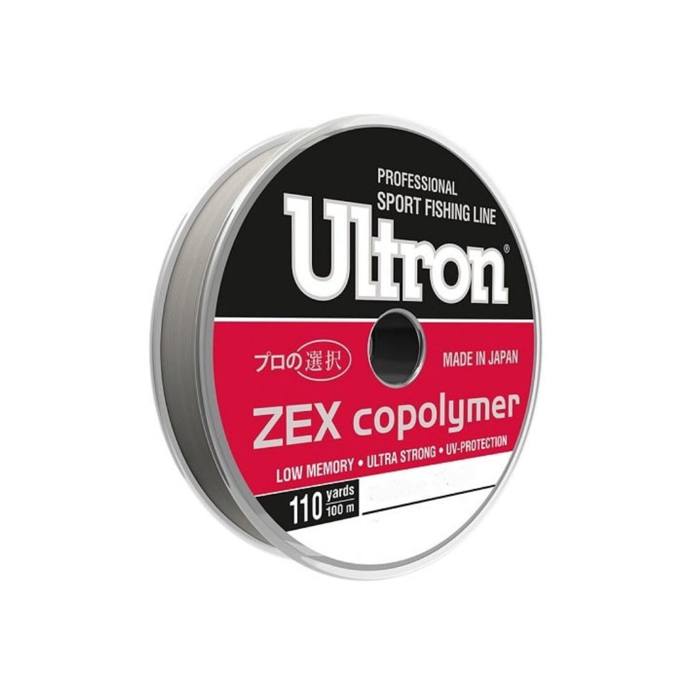 Монофильная леска для рыбалки ULTRON Zex Copolymer 0,20 мм, 100 м, 5,2 кг, прозрачная, 1 штука. Товар уцененный