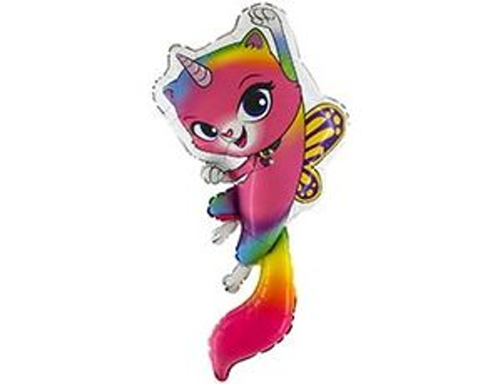 Шар (35"/89CM) ФИГУРА Кот-единорог с крыльями. в уп.