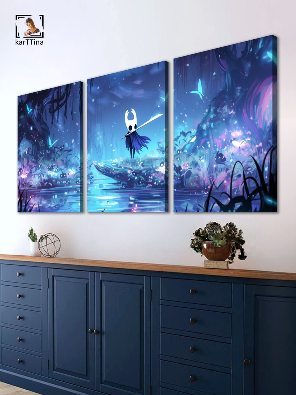 Картина на стену модульная "Hollow Knight", 150 см х 70 см