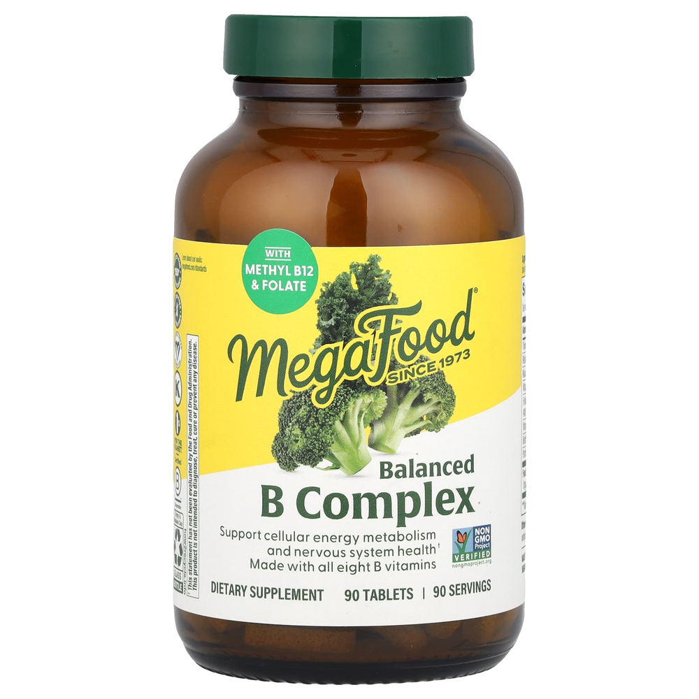 MegaFood, сбалансированный комплекс витаминов группы В, 90 таблеток
