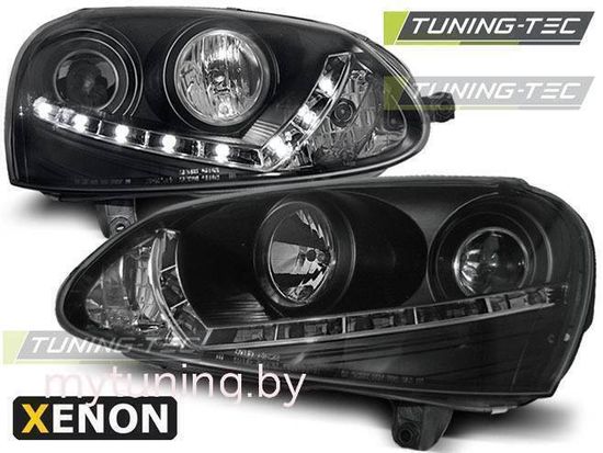 Передние фары VW Golf 5 daylight D2S black