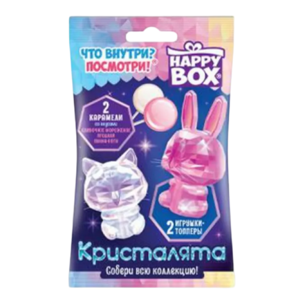 HAPPY BOX Кристалята фигурки+карамель в форме круга в пак., 20 г.