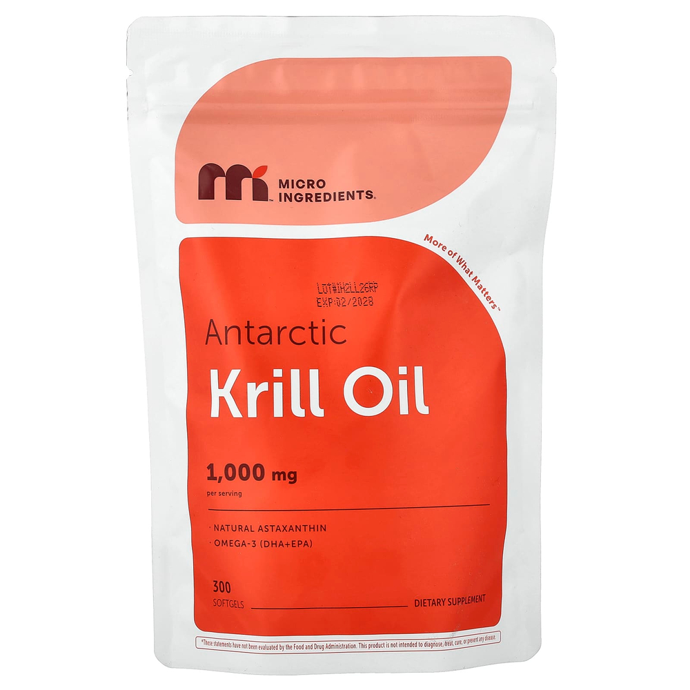 Micro Ingredients, масло антарктического криля, 300 капсул