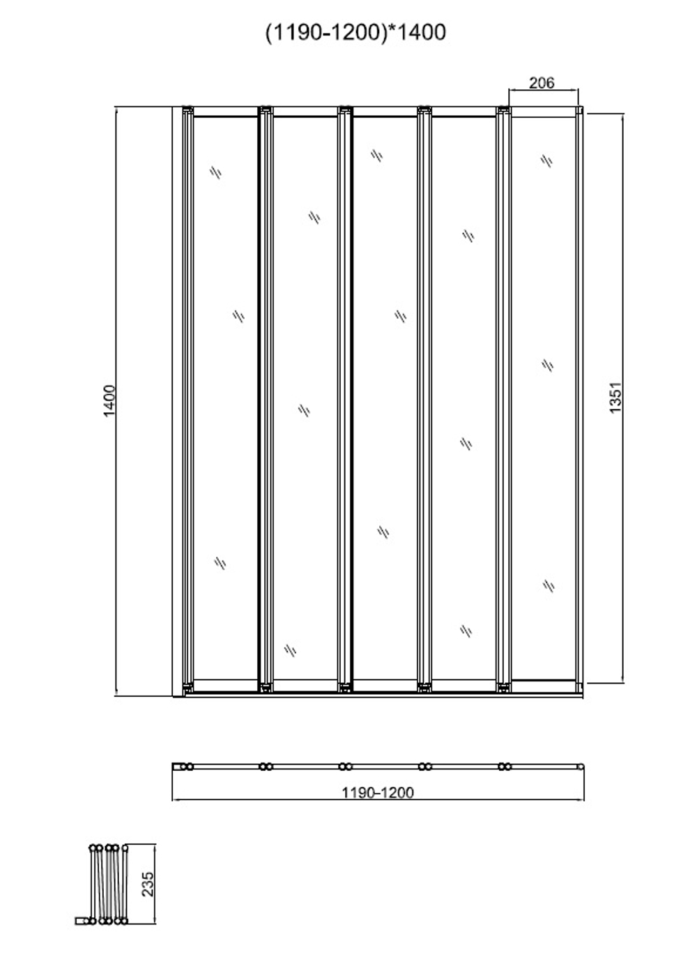 Душевая шторка на ванну Vincea  VSB-32120CL, 1200*1400, хром, стекло прозрачное