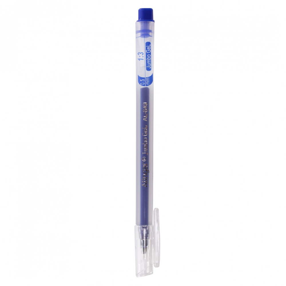 Ручка гелевая Alingar, "Jumbo GeL", 0,5 мм, синяя, игольчатый наконечник, трехгранный, прозрачный, пластиковый корпус, карт. уп.