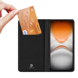 Чехол книжка из кожи черного цвета для смартфона Tecno Pova 8 5G, серия Skin Pro Series от Dux Ducis