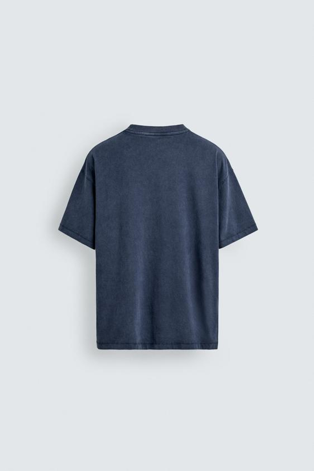 ZARA ФУТБОЛКА С НАДПИСЬЮ И ЭФФЕКТОМ ПОТЕРТОСТИ, СИНИЙ