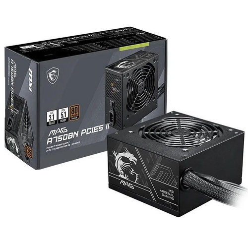 Блок питания MSI 750W MAG A750BN PCIE5 II Black, 120 мм, 16 Pin PCIe Gen 5.0, 80 PLUS Bronze (306-7ZPSX11-CE0)