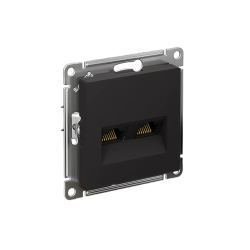 ATLASDESIGN РОЗЕТКА двойная компьютерная RJ45+RJ45 кат. 5e, механизм, КАРБОН
